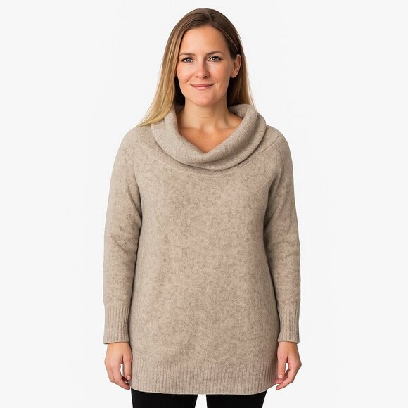 Aritzia Wilfred Free Sweater Medium Grey Wool Blend Cowl Neck Long Sleeve Knit - Picture 1 of 10